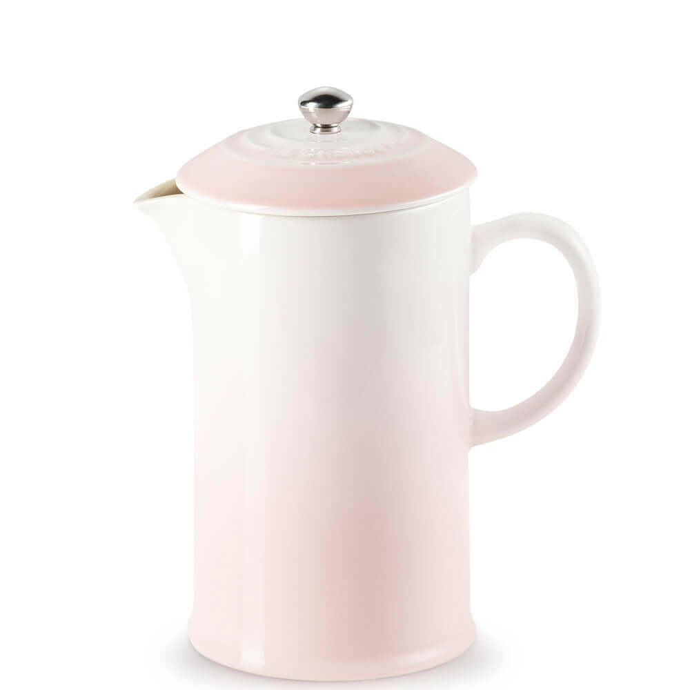 Le Creuset Shell Pink Stoneware Cafetiere with Metal Press 1L